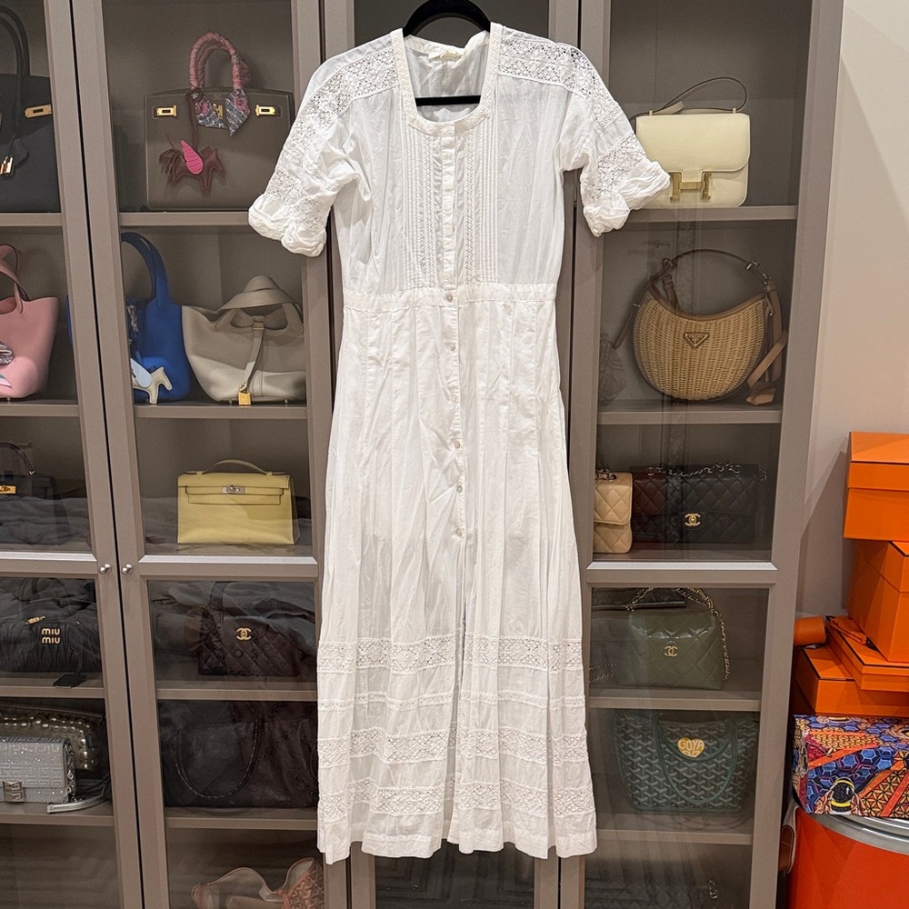 LoveShackFancy White Long Sleeve Dress